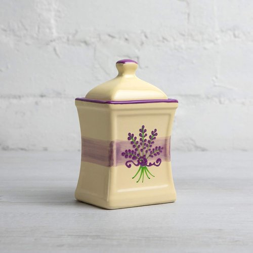 City to Cottage Ceramic Kitchen Herb & Spice Storage Jar - 5.3oz/150ml, Cream Lavender Floral Design