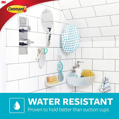 Command Bathroom Hook - Water-Resistant Strips for Damage-Free Organization | 1 Hook, 2 Strips
