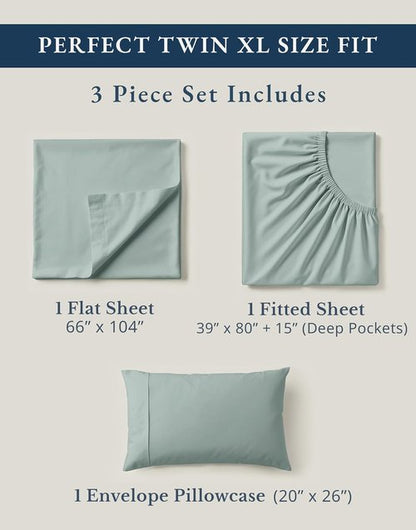LANE LINEN 100% Organic Cotton Bed Sheets - Extra Long Twin XL, Soft Percale, Perfect for Dorm & Hospital - French Blue