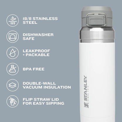 Stanley Quick Flip GO Water Bottle 24 oz - Leakproof & Insulated Stainless Steel | BPA-Free | Azure