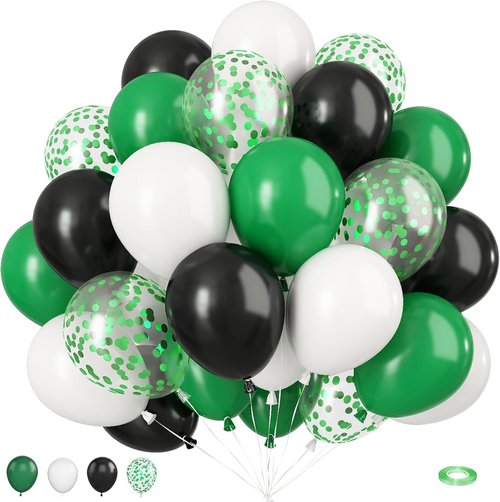 50Pcs Green & Black Balloons - 12 Inch Latex Balloons for Video Game & Football Theme Parties