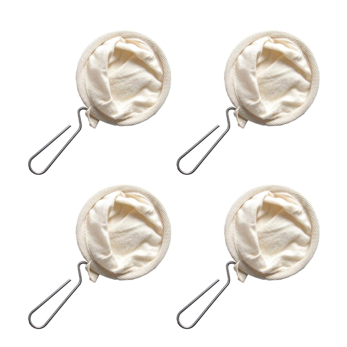 4Pcs Coffee Filter,Flannel Cloth Coffee Filter Strainers with Steel Handle,Reusable Flannel Coffee Dripper,Coffee Sock Filter Bag Coffee Cloth Strainers for Home Office Kitchen Use