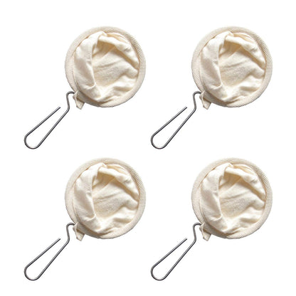 4Pcs Coffee Filter,Flannel Cloth Coffee Filter Strainers with Steel Handle,Reusable Flannel Coffee Dripper,Coffee Sock Filter Bag Coffee Cloth Strainers for Home Office Kitchen Use