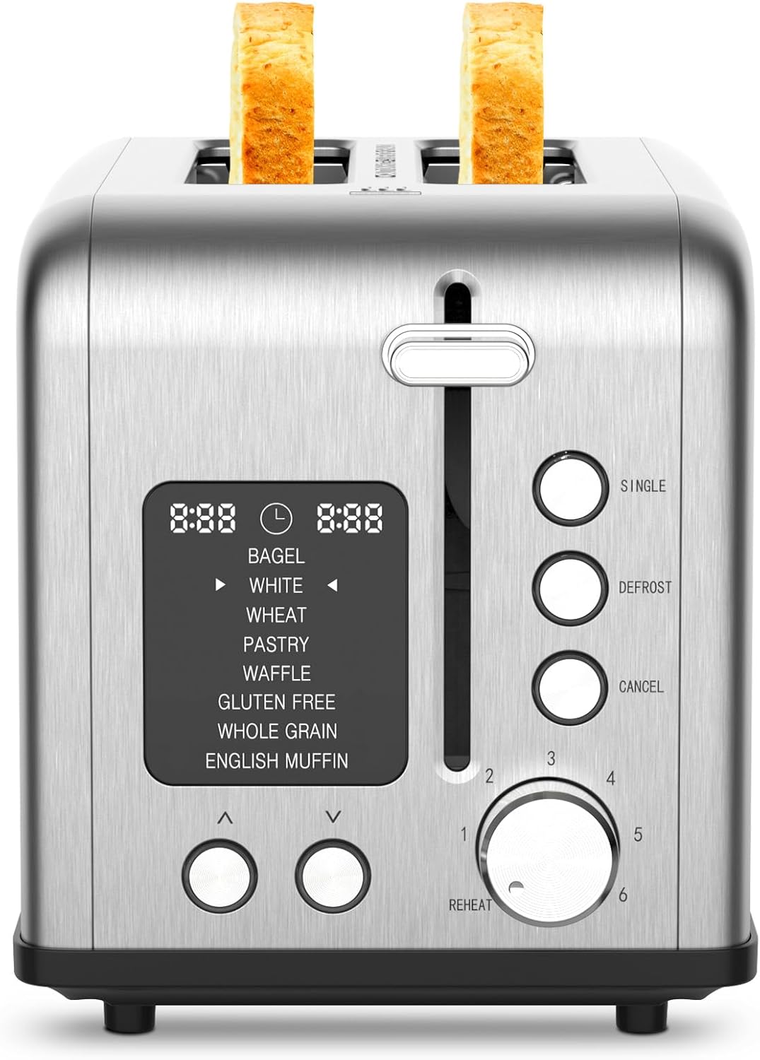 Skiennix 2-Slice Bagel Toaster - Stainless Steel with LED Timer & 6 Browning Levels, 825W