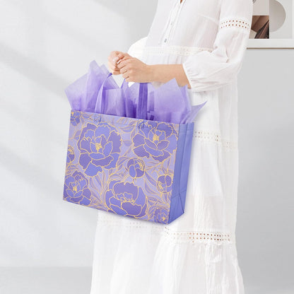 YANGTE 2 Pack Large 13" Reusable Gift Bags - Beautiful Design with Greeting Card & Tissue Paper for Birthdays, Weddings, & Special Occasions
