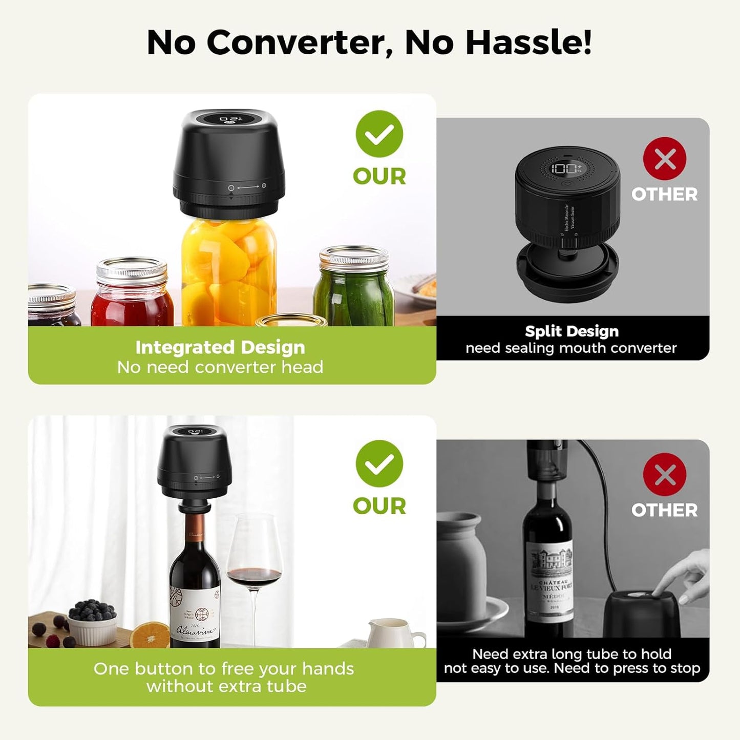 Skiennix Electric Mason Jar Vacuum Sealer - 3-in-1 Automatic Kit for Canning | Portable & Versatile