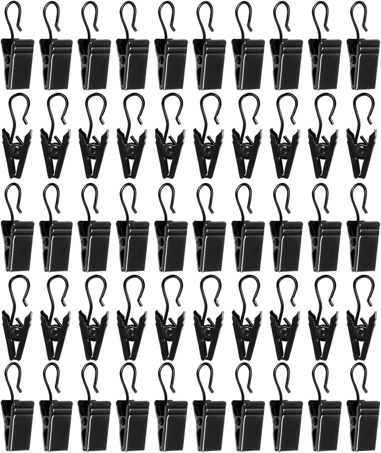 Skiennix 50pcs Stainless Steel Curtain Clips - Durable Bulldog Clips for Hanging Tablecloths & Tents