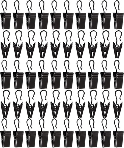 Skiennix 50pcs Stainless Steel Curtain Clips - Durable Bulldog Clips for Hanging Tablecloths & Tents