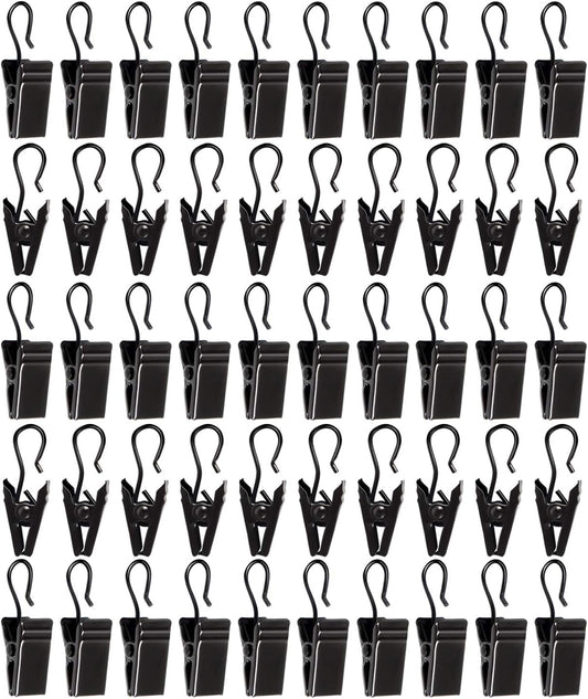 Skiennix 50pcs Stainless Steel Curtain Clips - Durable Bulldog Clips for Hanging Tablecloths & Tents