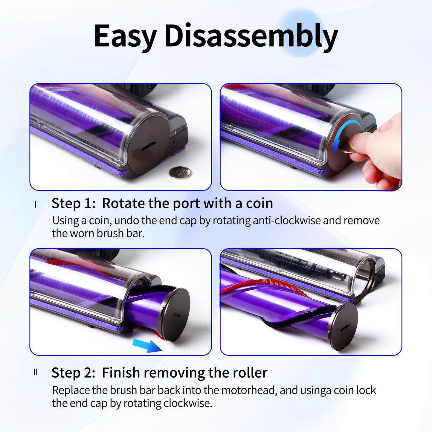 Quick-Release Replacement Head Vacuum Cleaner Kit Compatible with Dyson V7,V8,V10,V11,V15 Cordless Vacuum Cleaners,V8 Replacement Vacuum Attachment Parts with 1 Roller Brush