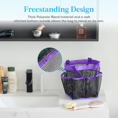 Lifewit Portable Mesh Shower Caddy - Quick Dry Tote with 7 Pockets for College Dorms & Travel | Purple