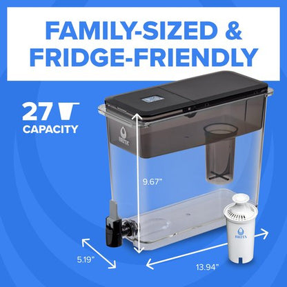 Brita UltraMax Large Water Dispenser with 1 BritaPlus Filter, 27 Cup Capacity, Black (Package May Vary)
