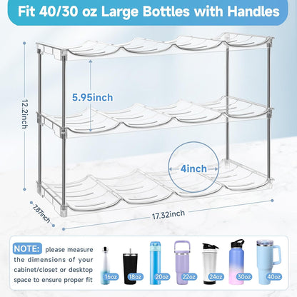 Stanley Water Bottle Organizer - Stackable Holder Rack for 40 oz Tumblers | 3-Pack Kitchen Storage Solution