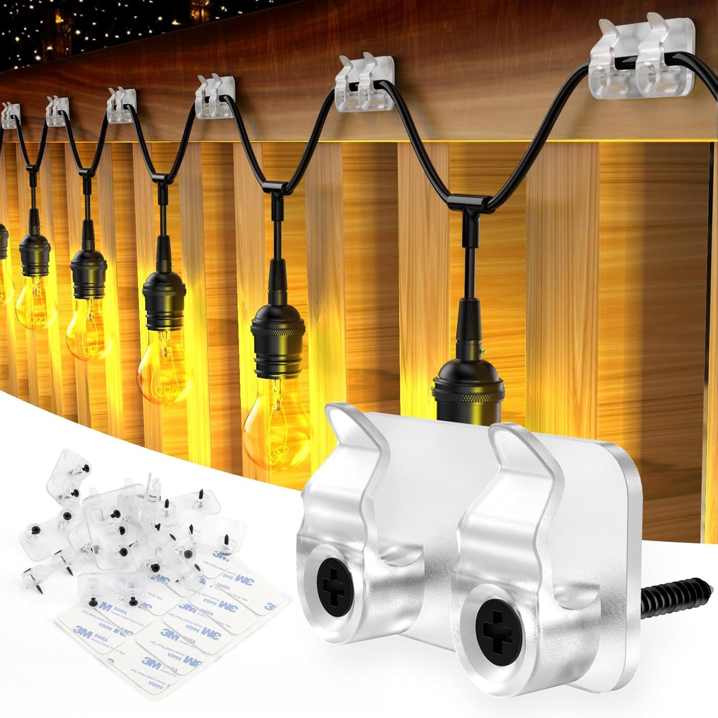 Outdoor Light Clips by [Brand Name] - 50 Heavy-Duty Waterproof Adhesive Clips for LED String Lights
