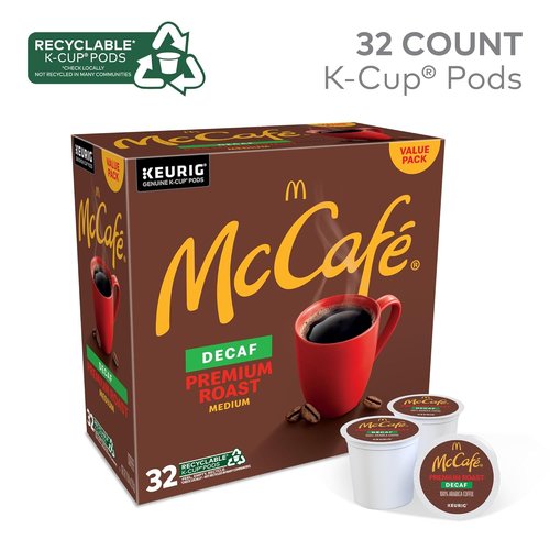 McCafe Premium Roast Decaf K-Cup Pods - Single Serve, 32 Count for Rich Flavor