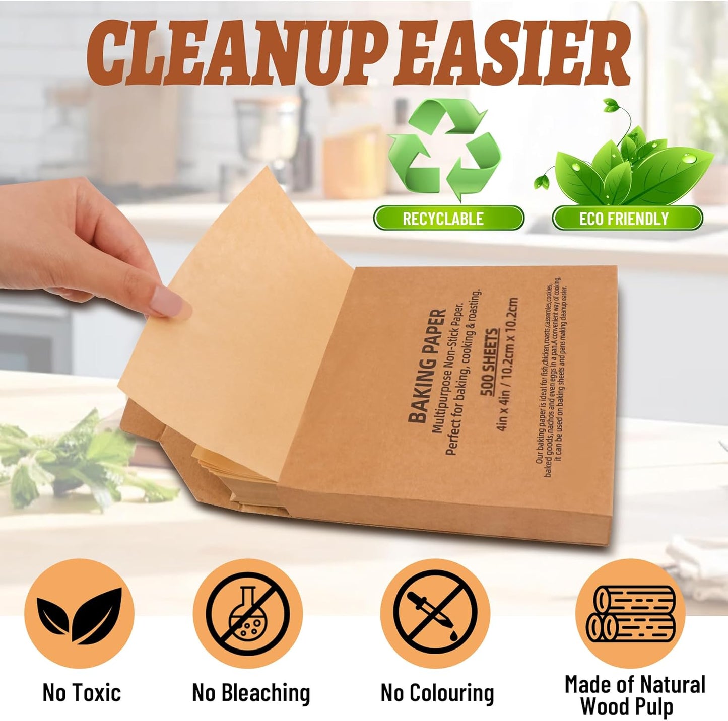 Regine Switzerland Parchment Paper Sheets - 500 Pcs Non-Stick & Greaseproof 4x4 Inch Baking Paper