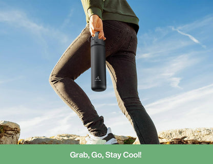 POWCAN 26 oz Insulated Water Bottle - 2-in-1 Straw & Spout Lid | Keeps Drinks Cold 24H, Leak-Proof, Mint