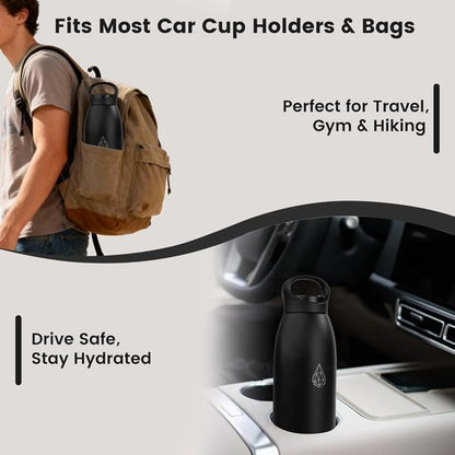 32 oz Insulated Stainless Steel Water Bottle, Double Wall Stainless Steel with Handle, BPA-Free, Keeps Cold 24H & Hot 12H, Durable Sports Thermos for Yoga, Hiking, Gym, Office, Black