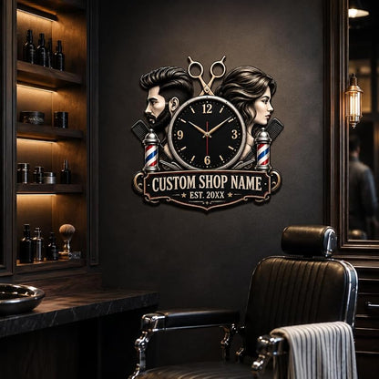 Personalized Barber Shop Wall Clock - Custom Name & Salon Décor (Variation: Barber Clock-5)
