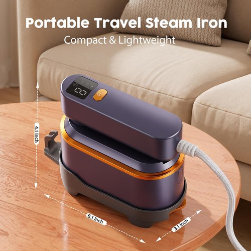 Droyek Portable Travel Steamer - 1200W 2-in-1 Iron & Steamer | Fast 10s Heat, 150ml Tank, 4 Modes