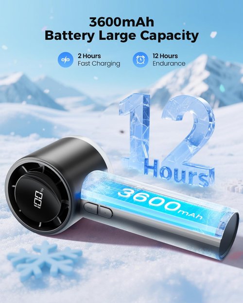 **SWEETFULL Portable Handheld Fan - Rechargeable Mini Turbo Fan with Flashlight & Digital Display | Travel Essential (Black)**