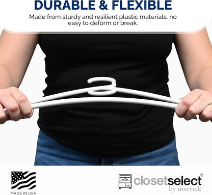 Super Heavy Duty Plastic Hangers - Made in USA | 24 Pack of Durable White Hangers