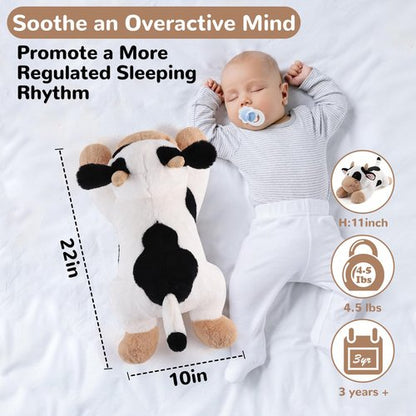 gnomantic Cow Weighted Stuffed Animals - 22 Inch 4.5 Pounds Weighted Plushies Cow Stuffed Animals - Big Stuffed Cow Weighted Plush Pillow - Cute Plush Toys Gifts for Kids & Adults (22" 4.5 lbs)