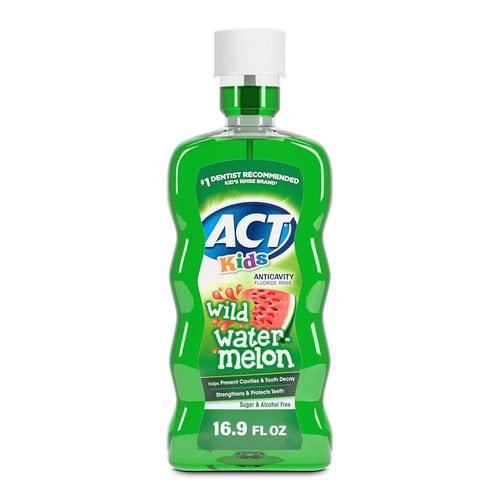 ACT Kids Anticavity Fluoride Rinse - Wild Watermelon Flavor | 16.9 fl. oz. with Accurate Dosing Cup