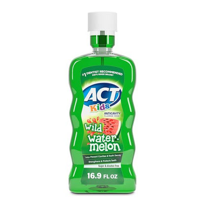 ACT Kids Anticavity Fluoride Rinse - Wild Watermelon Flavor | 16.9 fl. oz. with Accurate Dosing Cup