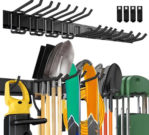 Garage Tool Organizer by [Brand Name] - 64'' Wall-Mounted Adjustable Hanger Rack with 18 Heavy-Duty Hooks