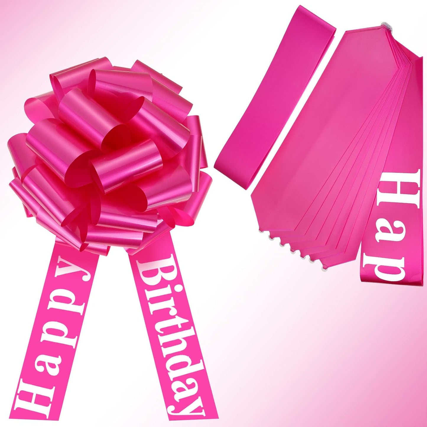WILLBOND Large Happy Birthday Car Bow - Festive Gift Wrapping Decoration | 20 Inches, Rosy Color