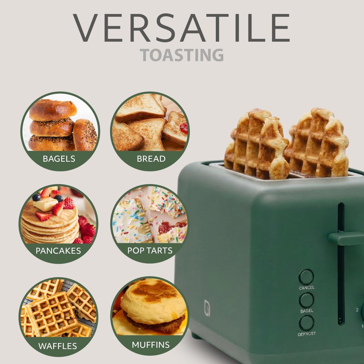WILLOW Eco Series 2-Slice Toaster - Extra-Wide Slots for Bagels & Artisan Bread, 6 Shade Settings