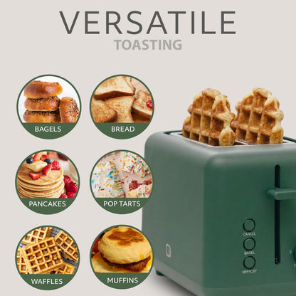 WILLOW Eco Series 2-Slice Toaster - Extra-Wide Slots for Bagels & Artisan Bread, 6 Shade Settings