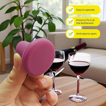 8-Pack Vibrant Silicone Wine Stoppers - Reusable, Airtight Champagne & Beer Bottle Sealer - Leakproof Beverage Savers for Wine, Sparkling Drinks, Soda (Multi-Color)