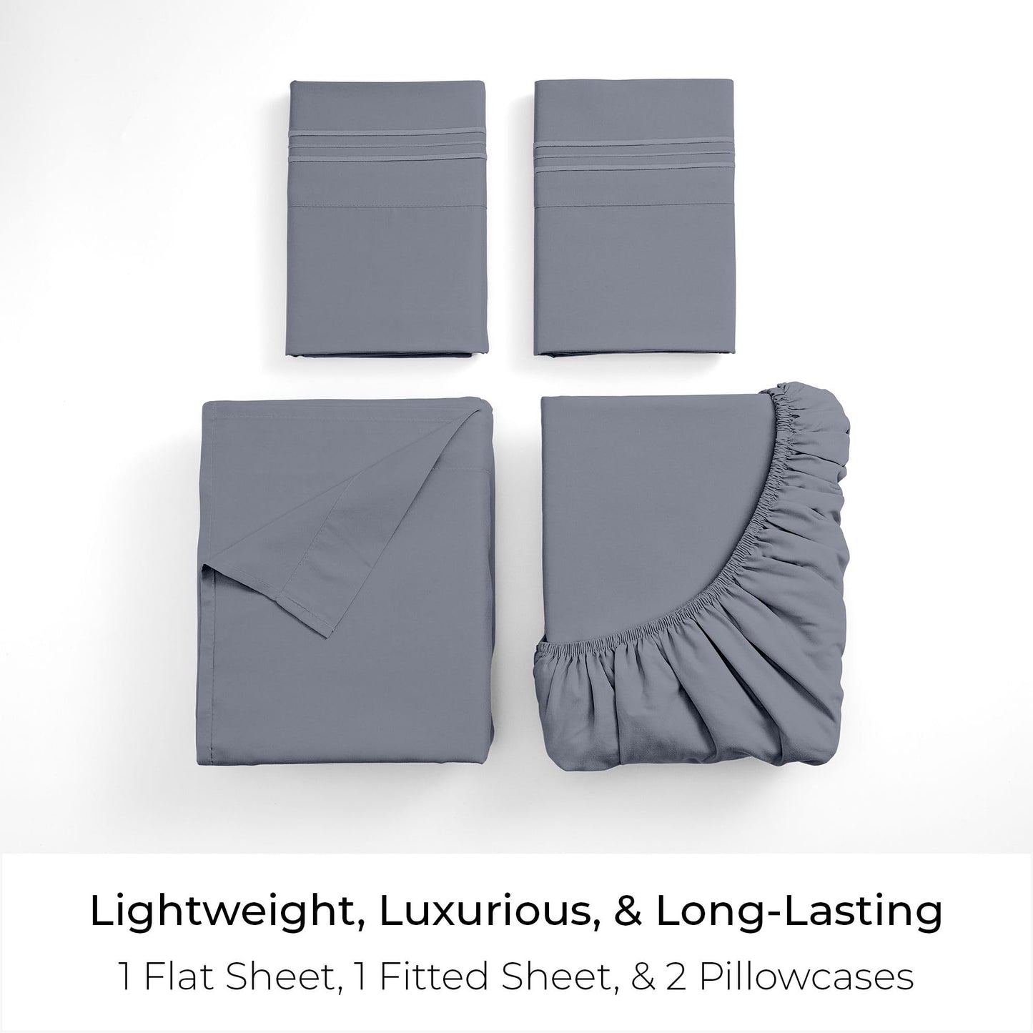 Mellanni Full Sheets Set - 4 PC Iconic Collection Bedding - Hotel Luxury, Extra Soft, Cooling Bed Sheets - Wrinkle, Fade, Stain Resistant (Full, Mineral Gray)