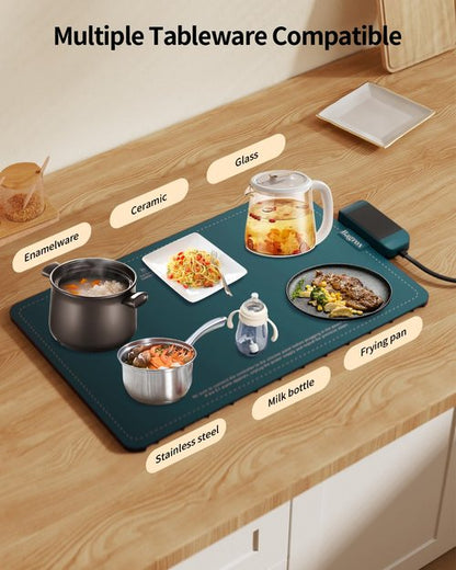 Food Warming Mat, Electric Warming Mat with Adjustable Temperature, Warming Trays for Buffets Party, Food Warmer Mat (green)