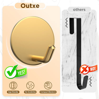 OUTXE Heavy-Duty Adhesive Wreath Hanger - Perfect for All Seasons | Gold, 2-Pack for Doors & Windows