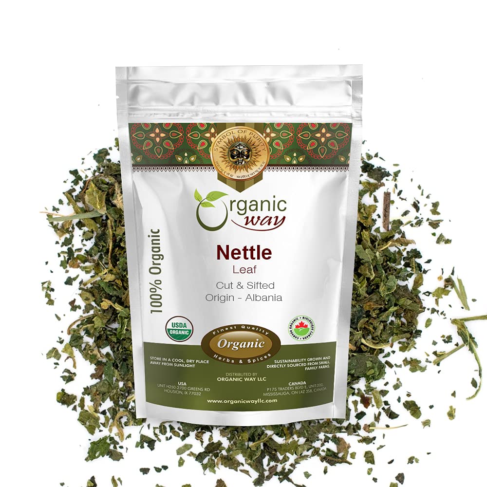 Organic Way Nettle Leaf | Herbal Tea (Urtica dioica) Cut & Sifted - European Wild-Harvest | Organic & Kosher Certified | Vegan, Non GMO & Gluten Free | USDA Certified | Origin - Albania (1/4 LBS 4OZ)