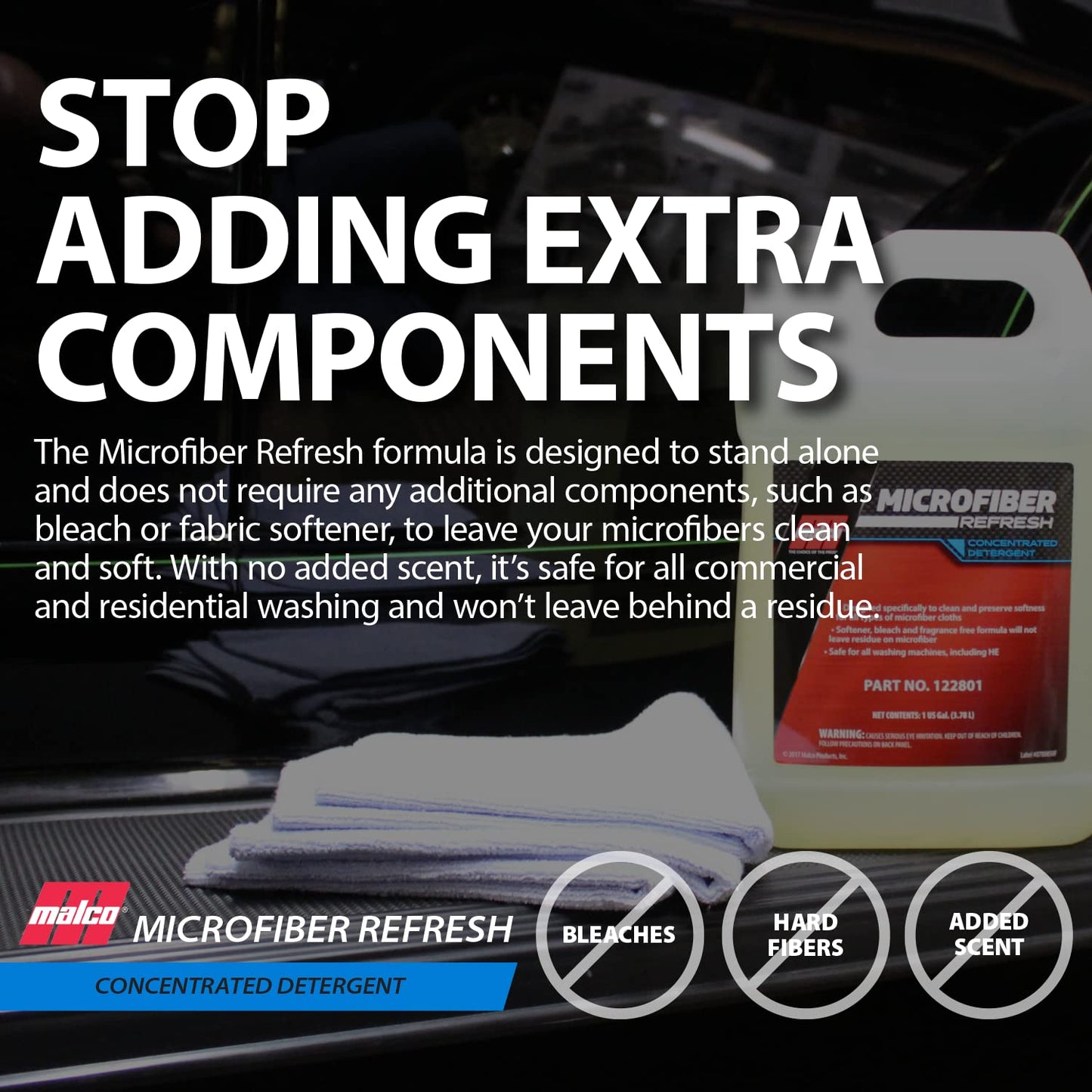 Malco Microfiber Refresh Concentrated Detergent – Heavy-Duty Microfiber Towel Cleaner/Specifically Designed to Clean, Restore and Preserve Towels / 1 Gallon (122801)