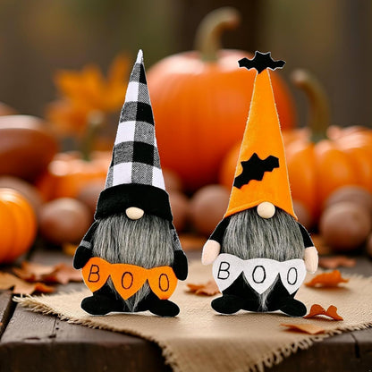 Skiennix Halloween Gnomes Decoration - 10.6'' Plush Boo & Bat Figures | Adorable Home Decor for Parties & Gifts