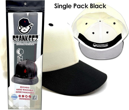 Stankeez Hat Liners - Reusable Sweat Shield for Hats - Hand Washable & Non-Adhesive - Unisex Black