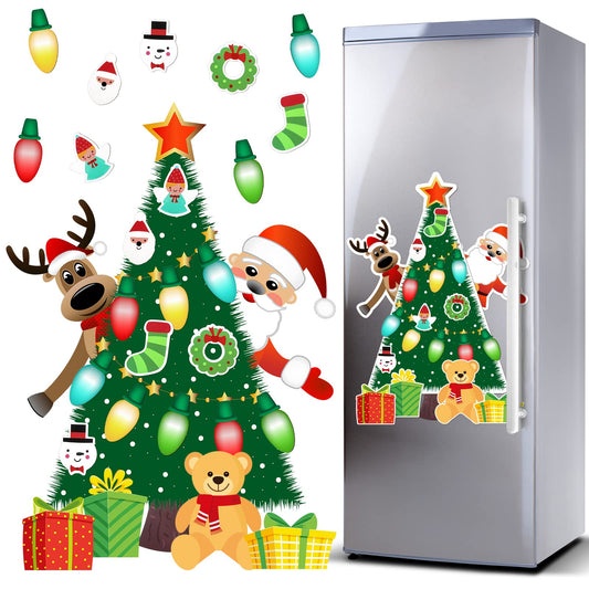 Christmas Refrigerator Magnets Magnetic Christmas Tree Magnets for Refrigerator Stickers Decoration Christmas Magnets for Refrigerator Santa Reindeer Holiday Magnets for Fridge Metal Door Garage