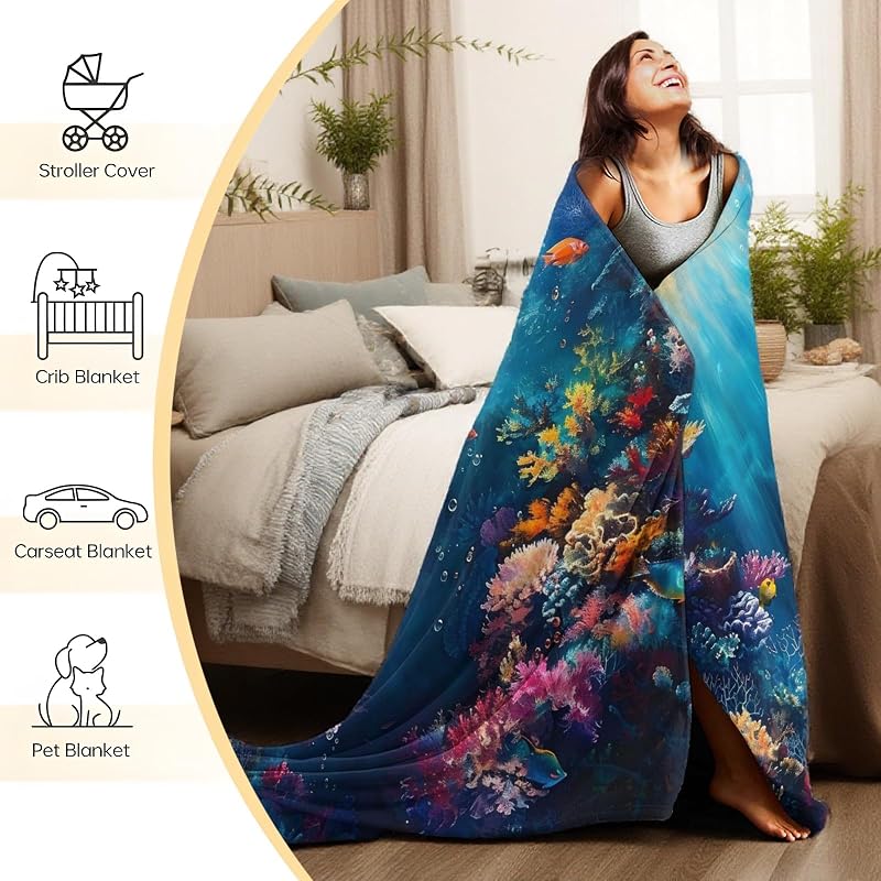 Penguin Plush Throw Blanket 50x60 Inch - Lightweight Soft Flannel with Headphones Design - Variation: Penguin25+50×60 Inch