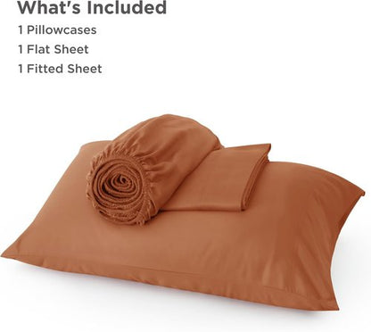 Bedsure Cooling Twin XL Sheets - Rayon from Bamboo, Breathable & Soft, Deep Pocket Up to 16 Inches, Burnt Orange