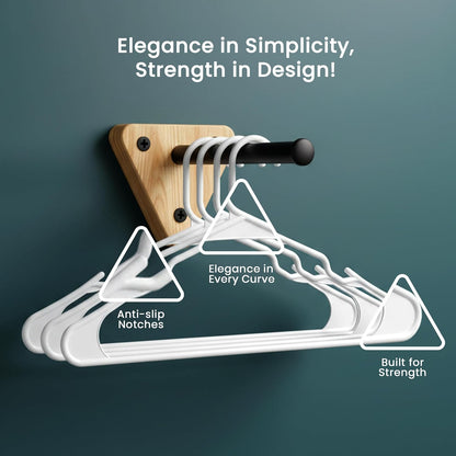 Utopia Home Plastic Hangers | 100 Pack - Durable Space-Saving Clothes Hangers - White Closet Organizers