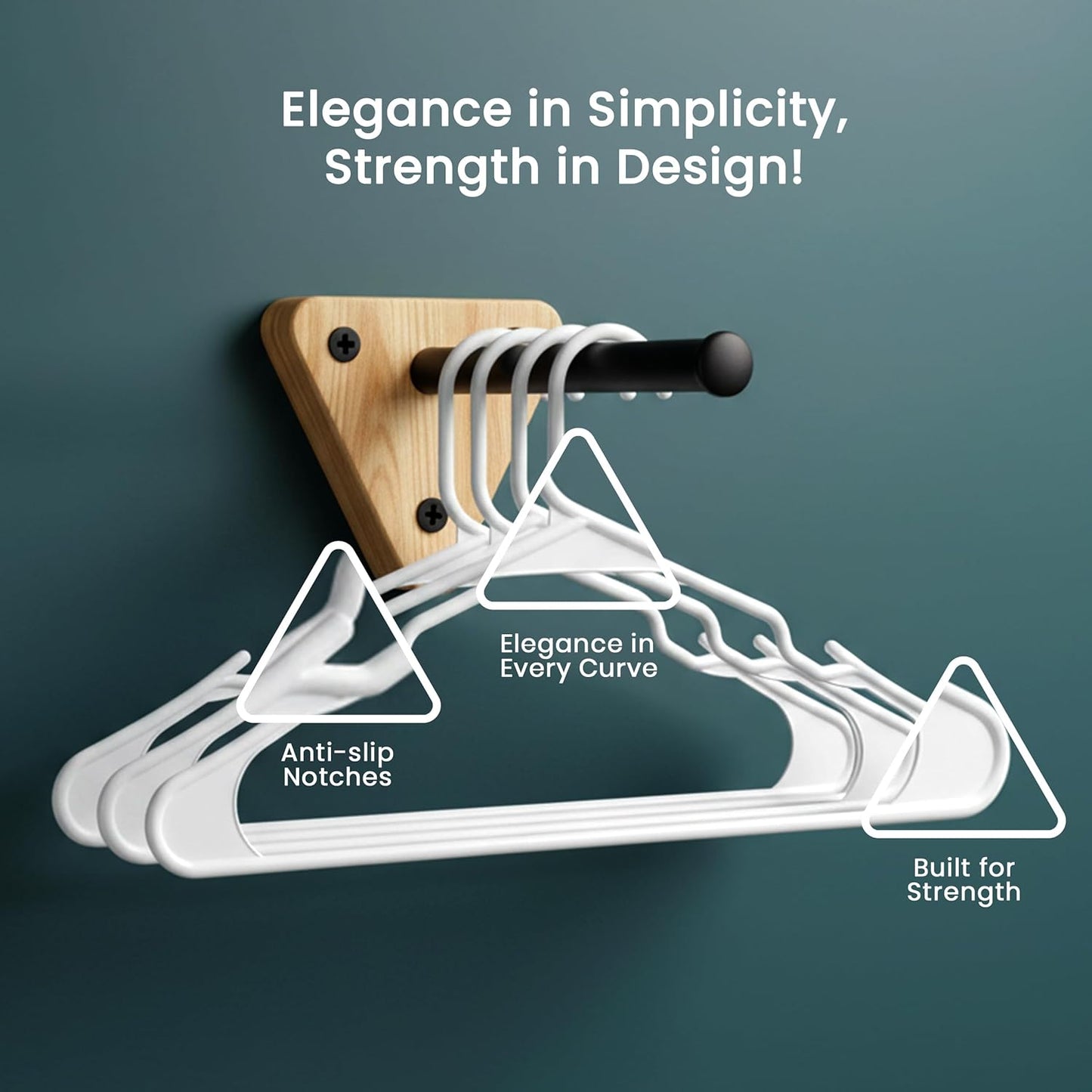 Utopia Home Plastic Hangers 200 Pack - Durable Space-Saving Clothes Hangers - White Closet Organizers