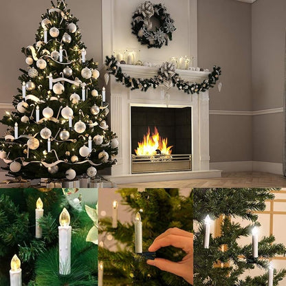 LED Flameless 10-Piece Taper Candles with Remote – Dimmable, Battery Operated, Clip-on for Wreaths and Candelabras