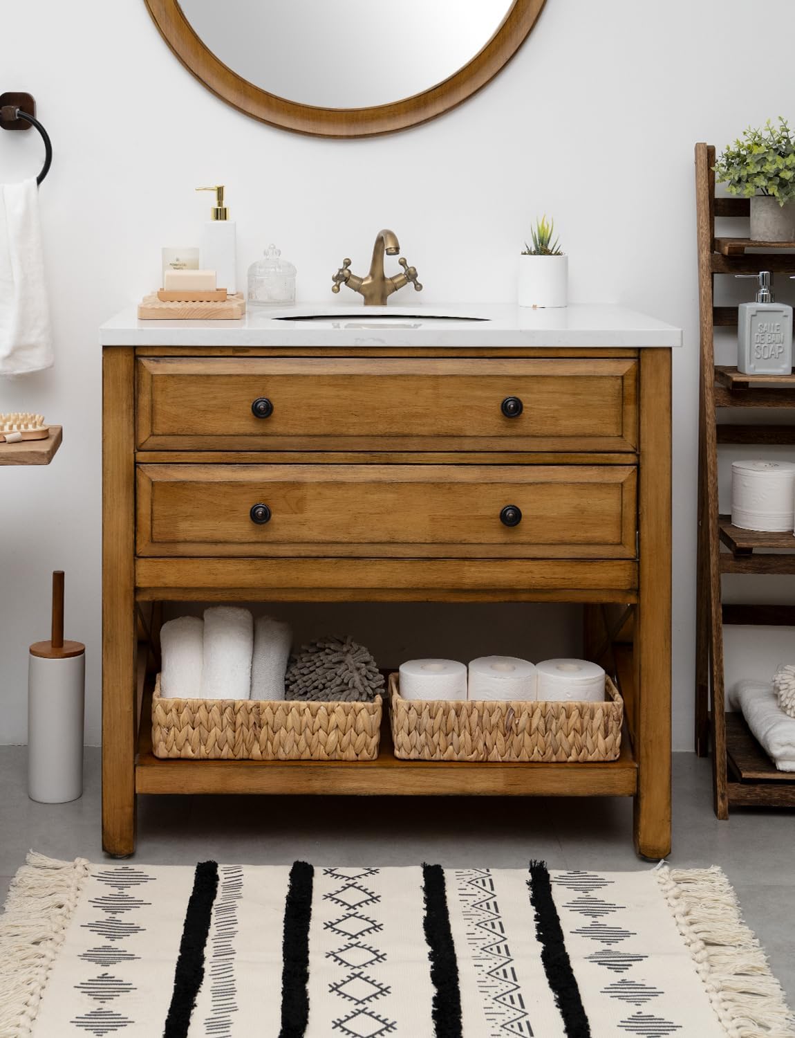 StorageWorks Water Hyacinth Basket - Stylish Wicker Storage for Toilet Paper | 14.25"L x 6.5"W x 3.75"H