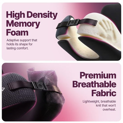 ComfyNap® Versatile Travel Neck Pillow for Airplane [Patented], 9 Positions in 3 Techniques, Plane Pillow with Pure Memory Foam, Travel Pillow with HeadRest Flight Sleep, Travel Essential - Mercury