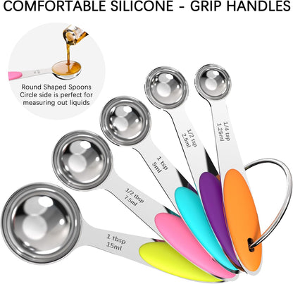 TILUCK Stainless Steel Measuring Cups & Spoons Set - Essential Kitchen Utensils for Cooking & Baking (12-Piece)